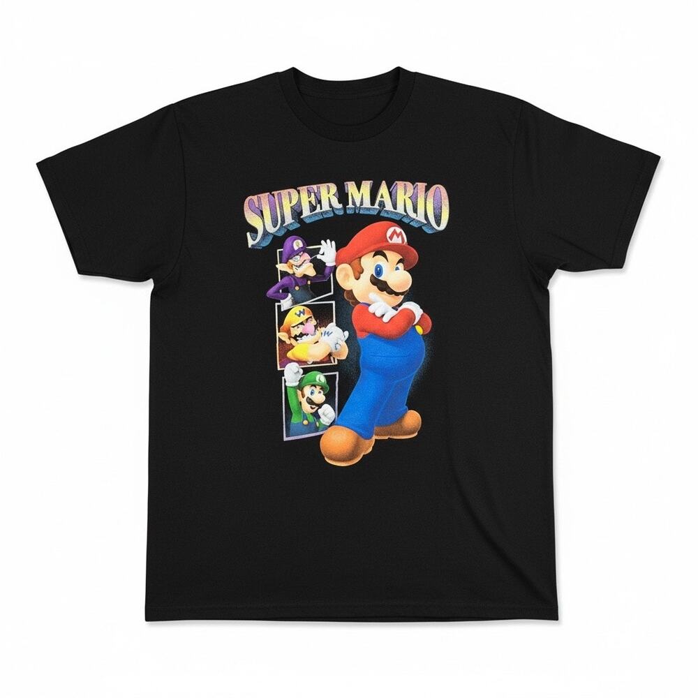 Super Mario Graphic T Shirt Black Nintendo Mario Luigi Wario Waluigi Size M